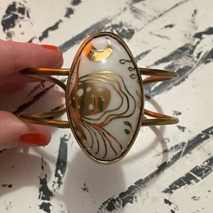 Porcelain and Stone Manderley Cuff Bracelet #1 NEW
